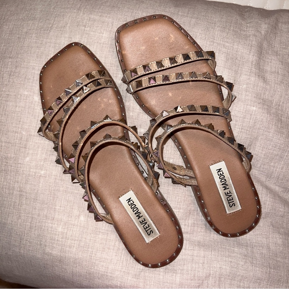 Steve Madden Brown Studded Sandals
